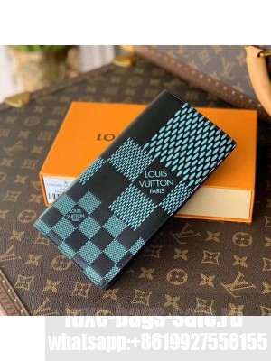 Louis Vuitton Men's Brazza Wallet in Damier 3D Leather N60400 Aqua Green 2021 Collection
