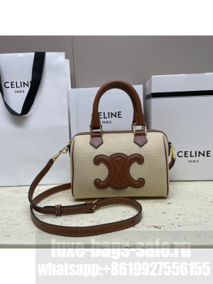 CELINE SMALL BOSTON IN SMOOTH CALFSKIN 113773 NATURAL & TAN