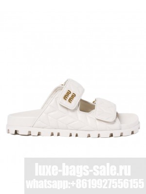 Miumiu Women's Matelasse Nappa Leather Slides White