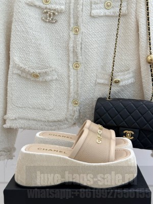 Chanel Platform lambskin mule beige 2025