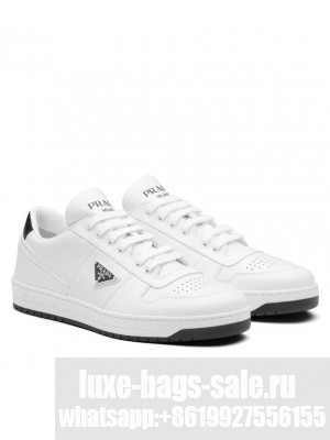 Prada Unisex District Perforated Leather Sneakers White