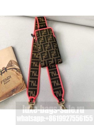 Fendi Strap You Canvas FF Shoulder Strap with iPhone Pocket Pink  2021 Collection
