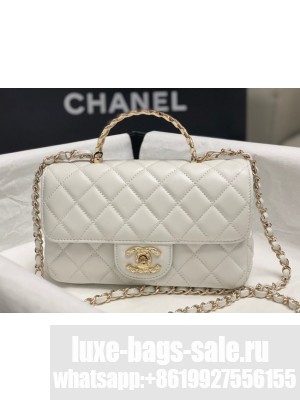 Chanel MINI FLAP BAG WITH TOP HANDLE AS4924 white