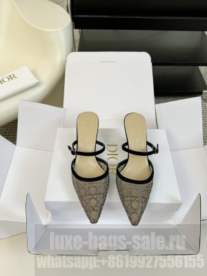 Dior Capture Slingback mule black mesh with drill heel 6.5cm 2025
