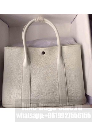 Hermes Leather Garden Party Medium Bag In White