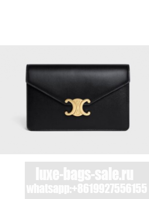 Celine WALLET ON CHAIN MARGO IN SHINY CALFSKIN 10L033 BLACK