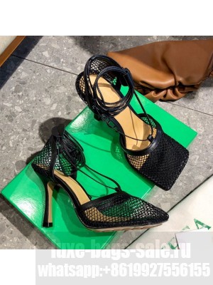 Bottega Veneta Lambskin Mesh Sandals 9cm Black  2021 Collection
