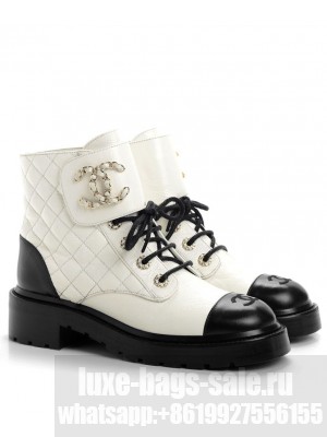 Chanel Women's Combat Boots White