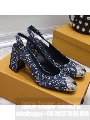 Louis Vuitton Since 1854 Louise Jacquard Slingback Pumps Blue 2021 Collection