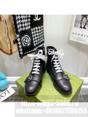 Gucci Women's Calfskin lack-up ankle boot 2021 Collection