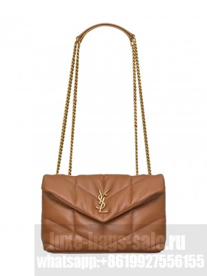 Saint Laurent Toy Puffer In Lambskin Coffee