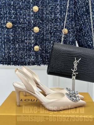 Louis Vuitton Sliver LV Initials accessory Satin Slingbacks Sandals Nude