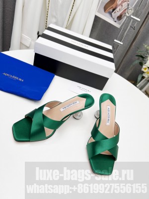 Aquazzuea 10cm Crystal heel Green Satin Mule 2022 Collection
