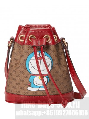 Gucci X Doraemon Mini Bucket Bag 647801 Red