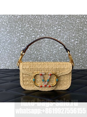 VALENTINO VLOGO SIGNATURE RAFFIA Shoulder Bag 5016 brown
