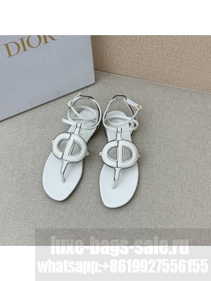 Dior Calfskin CD Flat Sandals White 2022 Collection