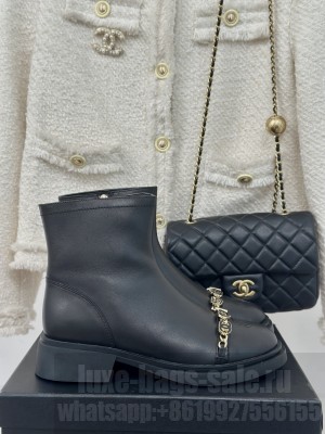 Chanel 4cm Lambskin With Charm Boots Black