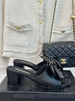Chanel Lambskin 6cm Bow Mule Black 2024