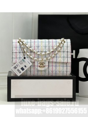 CHANEL CLASSIC 11.12 HANDBAG Tweed & Gold-Tone Metal A01112 Multicolor