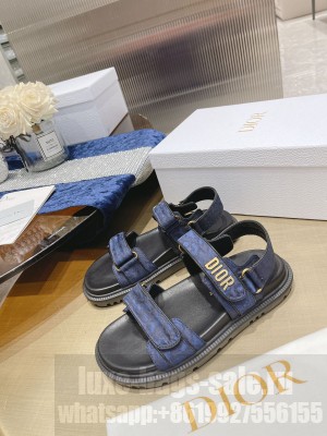 Dior DIORACT SANDAL Blue and Black Technical Fabric with Mizza Print 2022 Collection