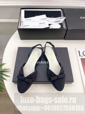 Chanel Satin & Grosgrain Slingbacks Flat Black 2025 G45875