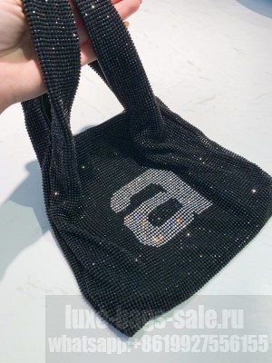 Alexander Wang Wanglock Mini Shopper Tote Bag With Crystal Rhinestone Chain Mesh a Black