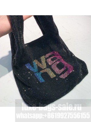 Alexander Wang Wanglock Mini Shopper Tote Bag With Crystal Rhinestone Chain Mesh wang Black