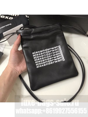 Alexander Wang Ryan Drawstring Mini Dust Shoulder Bag Leather Black