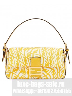 Fendi Baguette 1997 Glazed Canvas Bag 8BS049 Yellow
