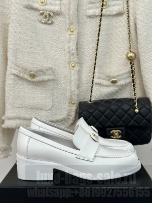 Chanel Calfskin Loafers White 2024