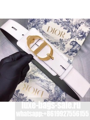 Dior Width 4.5cm 30 Montaigne Calfskin Belt White/Gold
