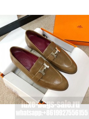 Hermes Paris Lambskin Flat Loafers Brown 2020 Collection