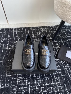 Chanel Quilted Calfskin CC Logo Loafer Black