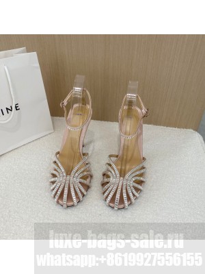 Alevi Milano PENELOPE Satin sandal completely covered with baguette crystals Beige
