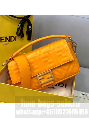 Fendi FF Lambskin Baguette Medium Bag Orange  2021 Collection