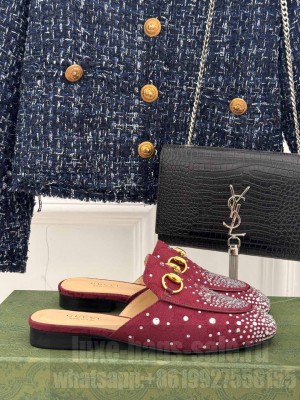 Gucci Women's Princetown slipper Crystal Canvas Burgundy 2025
