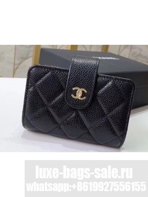 Chanel Small Card Holder 31522 Grained Calfskin Black