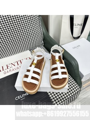 CELINE CLEA TRIOMPHE GLADIATOR SANDAL IN CALFSKIN WHITE