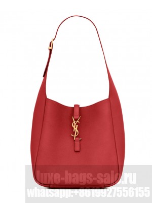 Saint Laurent Le 5 A 7 Supple Small In Grained Leather Red