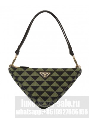 Prada Symbole Leather And Fabric Mini Bag 1BC176 Green