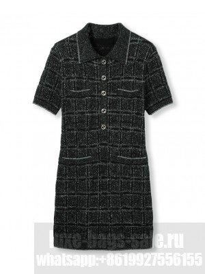 Gucci Women's Wool And Lame Check Jacquard Dress Black