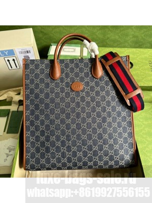 Gucci Medium tote with Interlocking denim G 674155 Blue