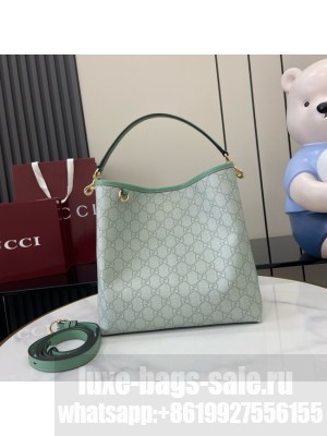 GUCCI GG EMBLEM MEDIUM BUCKET BAG 815103 Sage green
