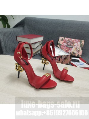 DOLCE & GABBANA HEEL 10.5CM CALFSKIN SANDALS DG HEEL 2022 RED