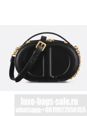 DIOR SIGNATURE OVAL CAMERA BAG Calfskin with Embossed CD Signature S2201UMFV black