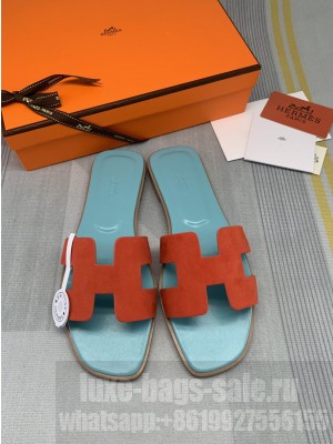 Hermes Oran Suede Flat Slide Sandals 135 2022 Collection