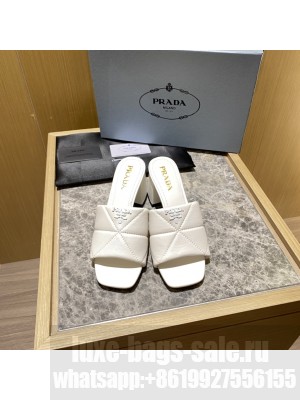 Prada Quilted leather 65 mm Block-Heel slides sandals Mule 2022 Collection 05