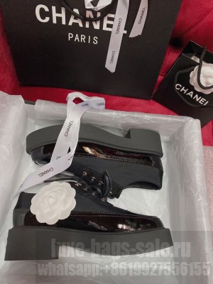 Chanel Women's Lace-Ups Black Calfskin & Satin 02 2021 Collection