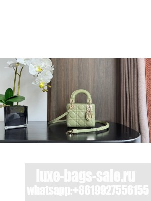 Lady Dior Micro Bag light green Cannage Lambskin S0856O