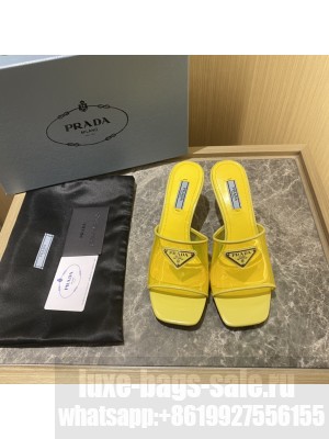Prada 6.5cm Plexiglas Sandals Mule 2022 Collection Yellow